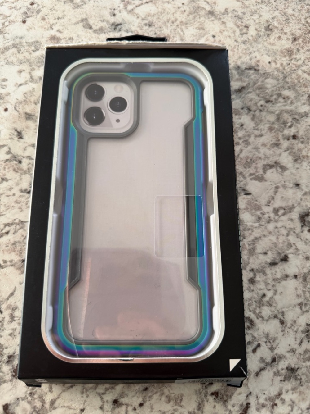 Clear Protective Phone Case with Iridescent Trim - Blue-Green Accent 11 pro